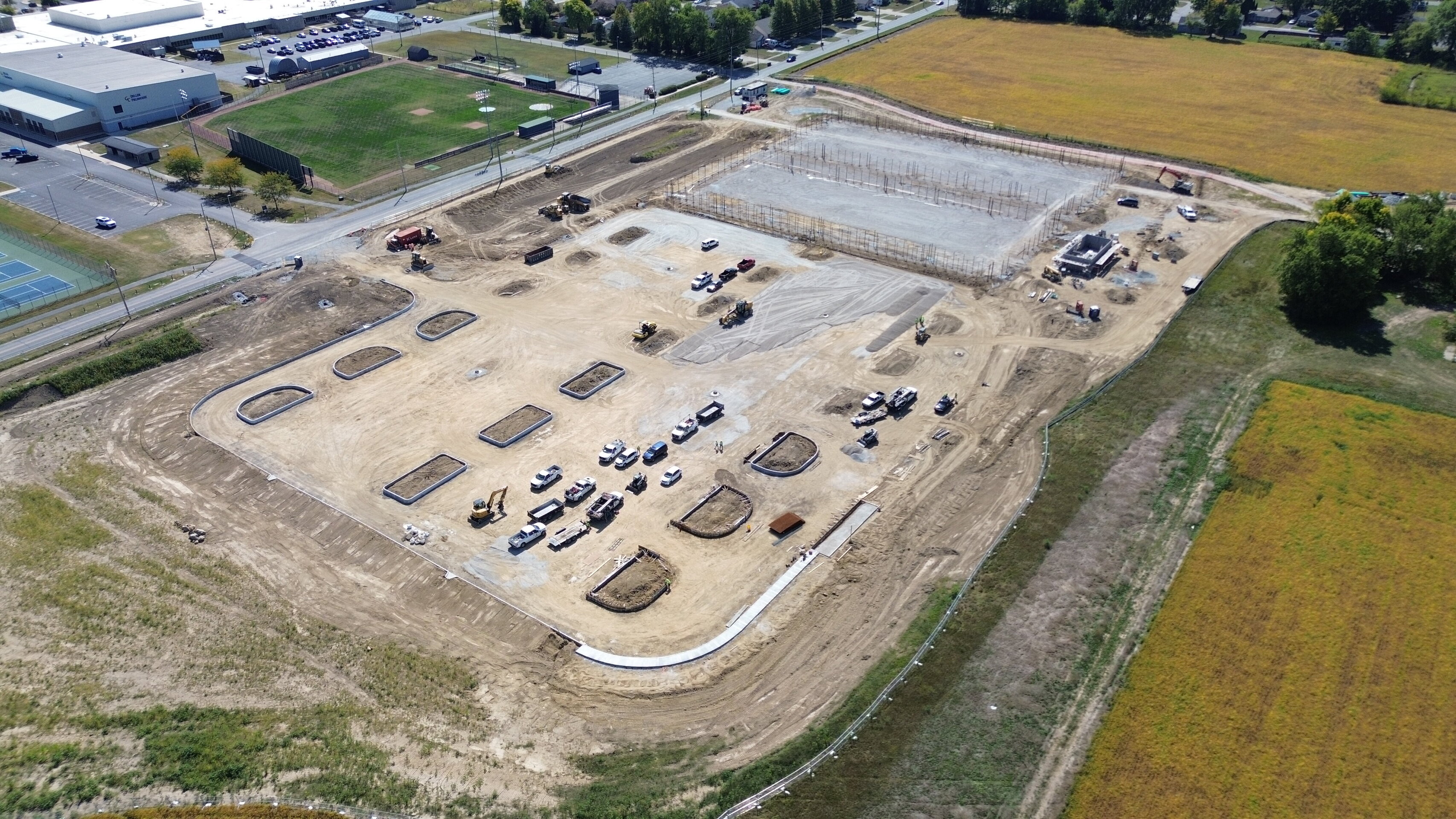 Construction process for Greenfield H.S. Tennis Courts in Greenfield, IN