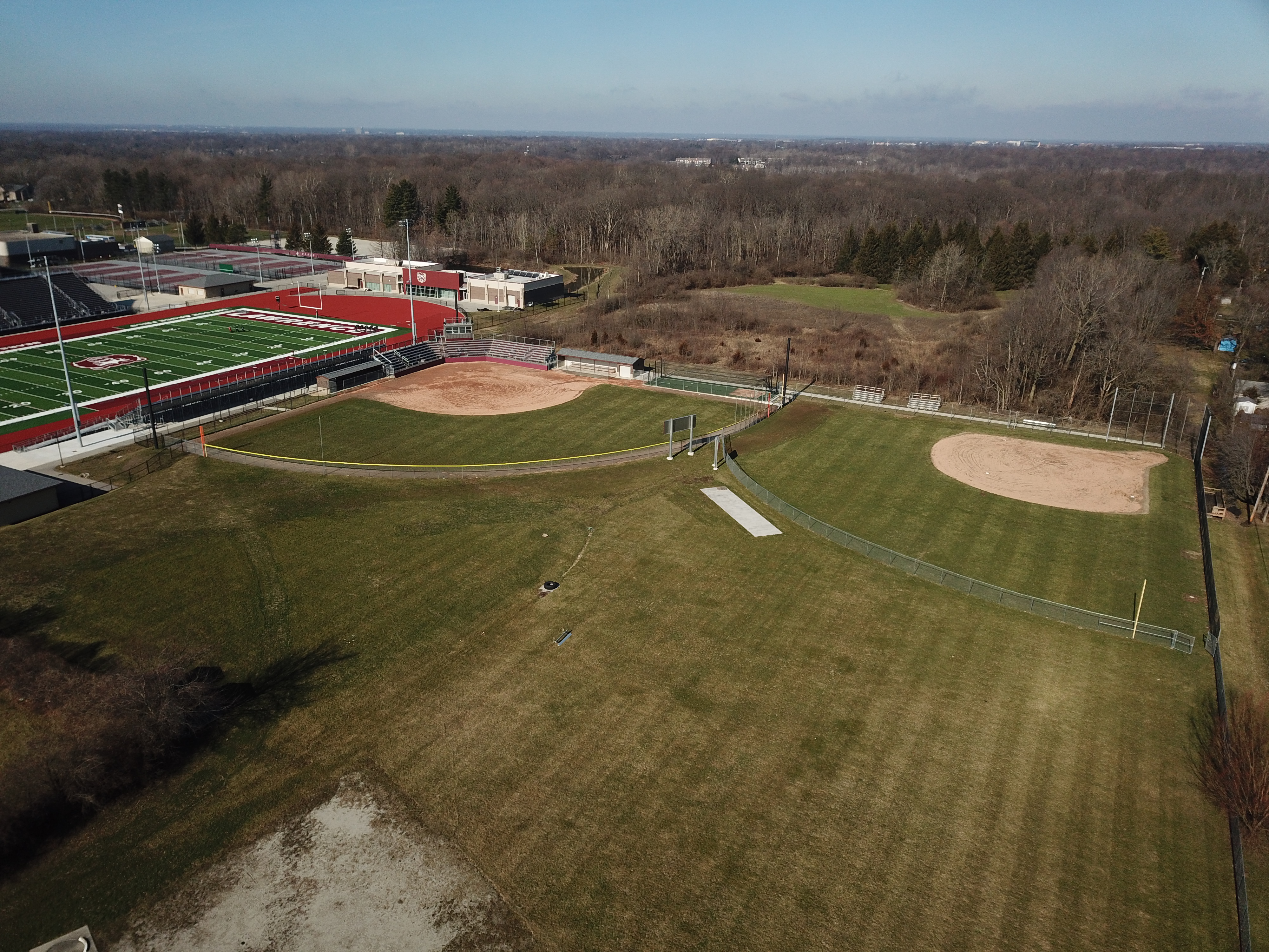 Construction process for Lawrence H.S. Softball Fields in Indianapolis, IN