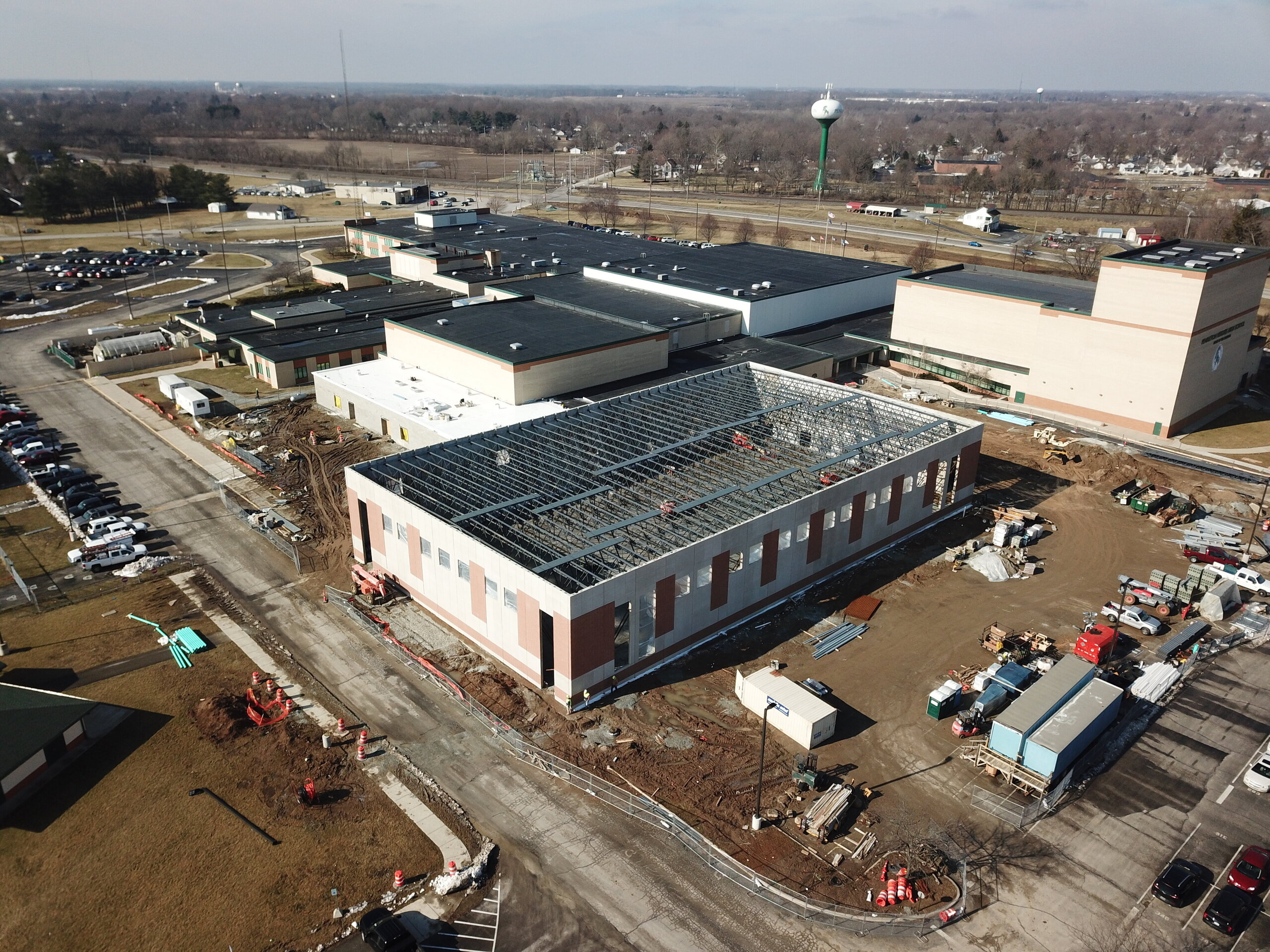 Construction process for Pendleton Heights H.S. Athletic Facility in Pendleton, IN