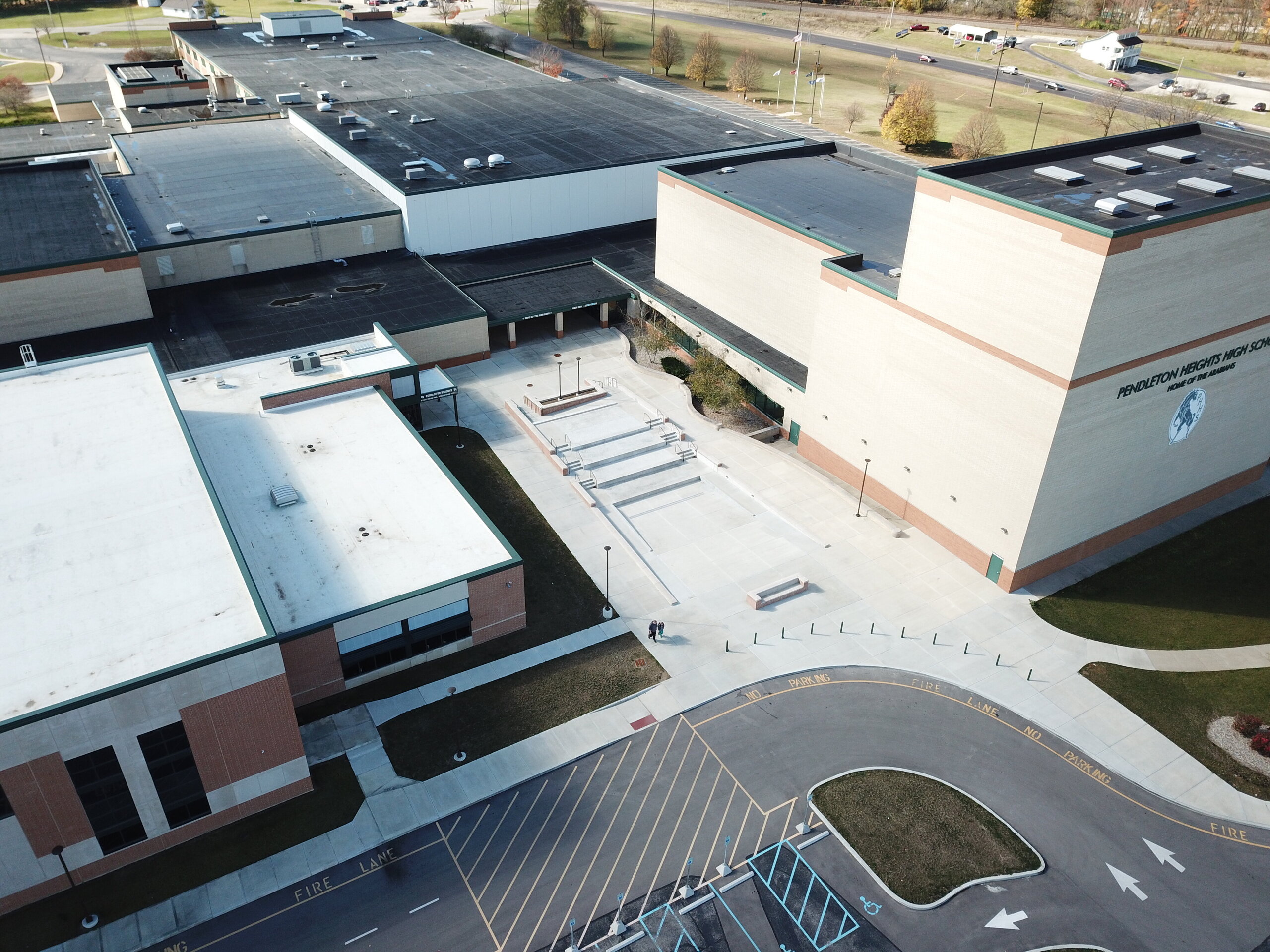 Construction process for Pendleton Heights H.S. Athletic Facility in Pendleton, IN